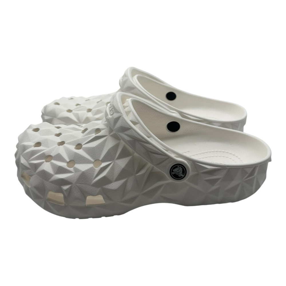Crocs Classic Geometric Clogs Mens 10‎ Womens 12 White Slides Sandals 209563-100 - Picture 6 of 9